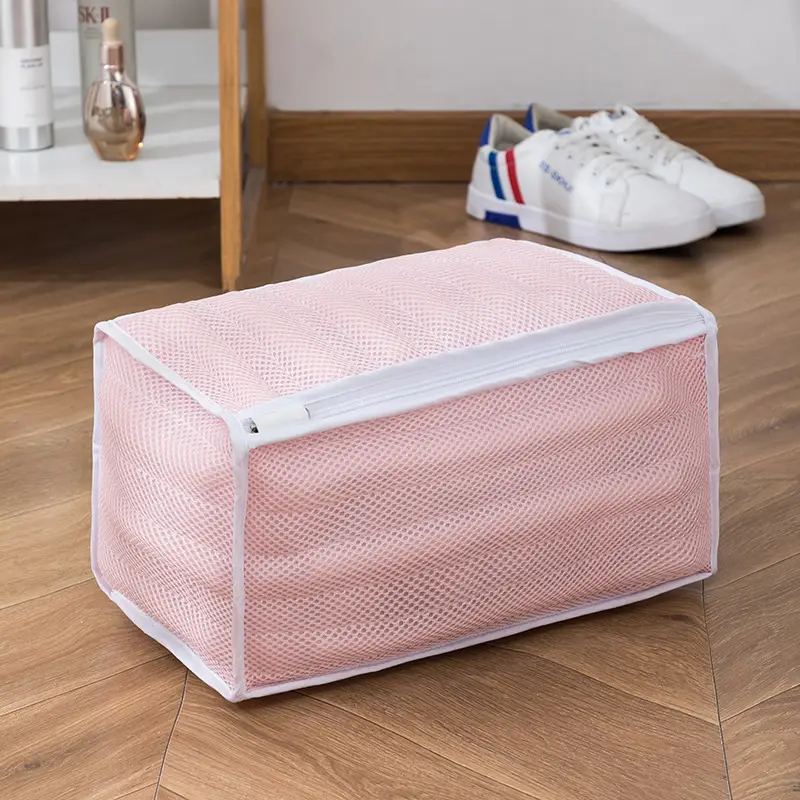 Pink Mesh Shoes Washing Bag for Home Storage