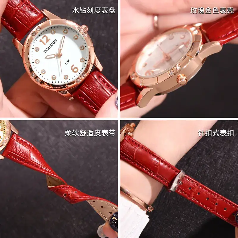 Women's Rose Gold Heart Bracelet Watch with White Dial - Image 8