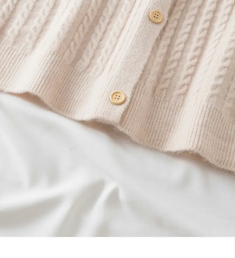 Women's V-Neck Twist Knitted Vest Beige — feature 22
