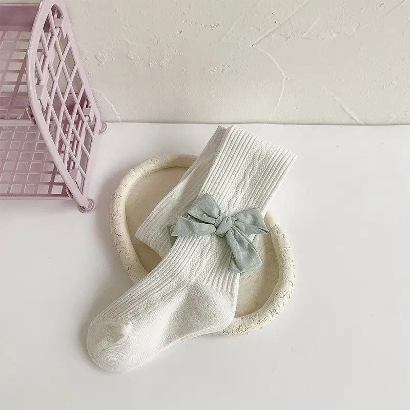 White Ribbed Baby Socks for Girls Spring Autumn - Image 7