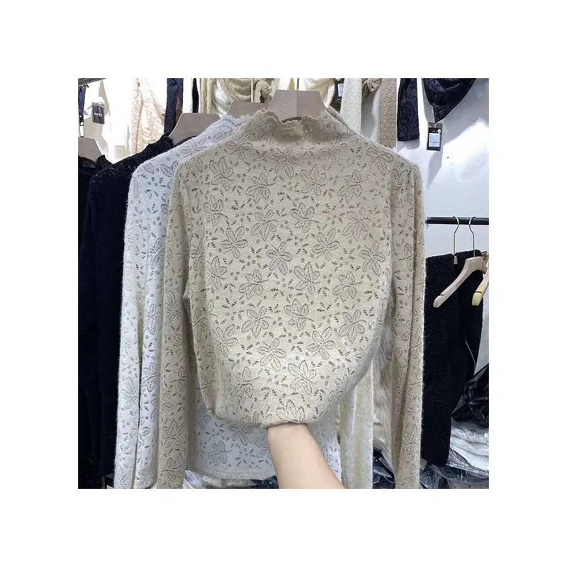 Women Velvet Lace Collar Shirt 2024 Spring New - Image 9