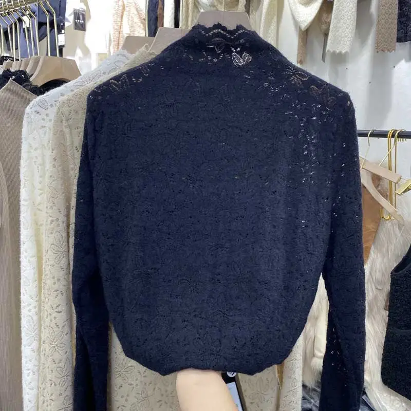 Women Velvet Lace Collar Shirt 2024 Spring New - Image 2