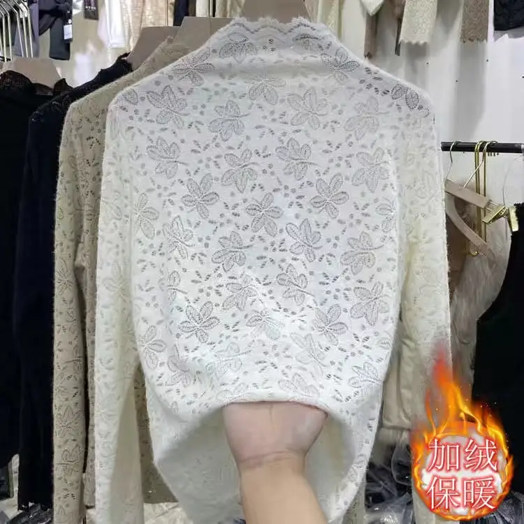 Women Velvet Lace Collar Shirt 2024 Spring New - Image 4