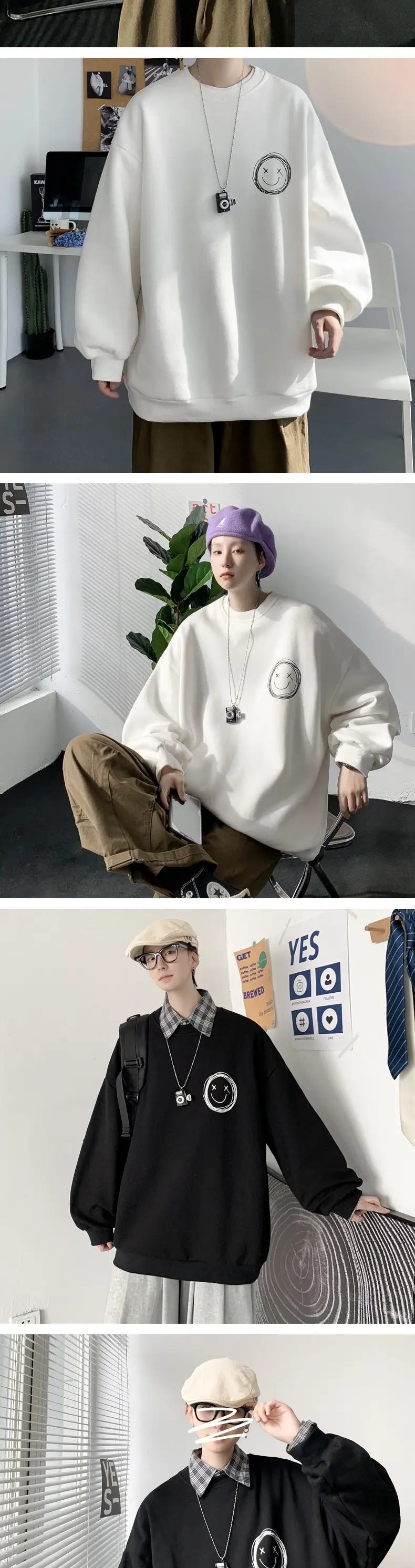 Men Grey Crewneck Sweatshirt with Printed Design — feature 4