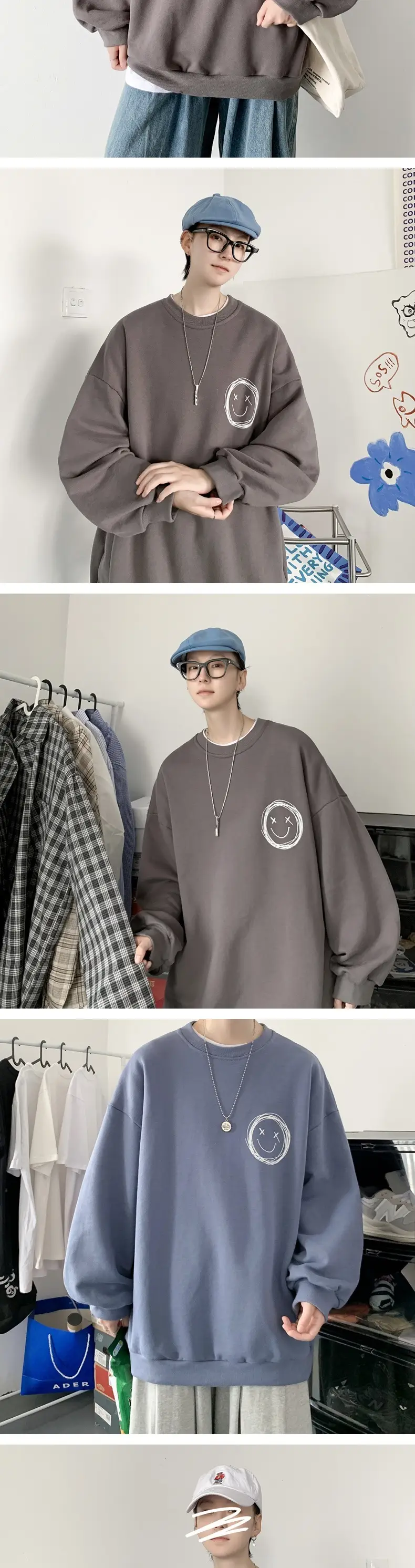 Men Grey Crewneck Sweatshirt with Printed Design — feature 8