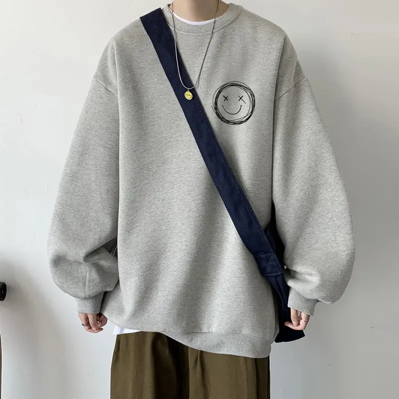 Men Grey Crewneck Sweatshirt with Printed Design - Image 4