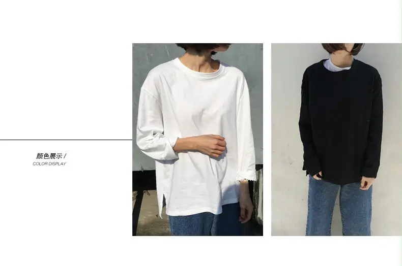 Women White Long Sleeve Round Neck T-Shirt Autumn Wear — feature 4