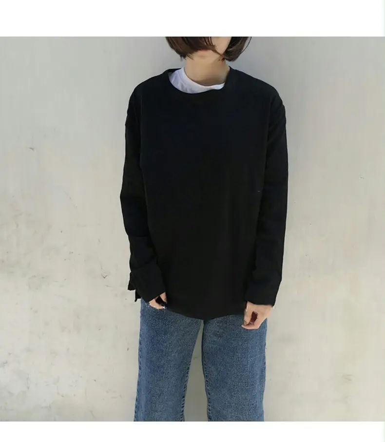 Women White Long Sleeve Round Neck T-Shirt Autumn Wear — feature 7