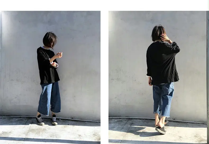 Women White Long Sleeve Round Neck T-Shirt Autumn Wear — feature 8