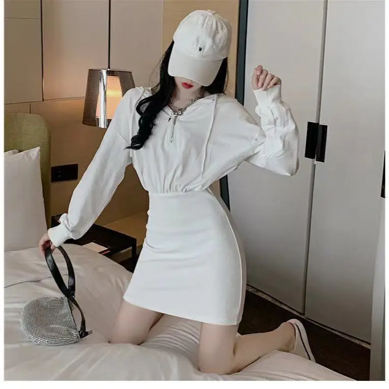 Black Long Sleeve Waist Slimming Dress for Women - Image 20