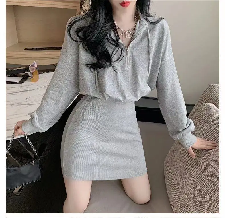 Black Long Sleeve Waist Slimming Dress for Women — feature 7