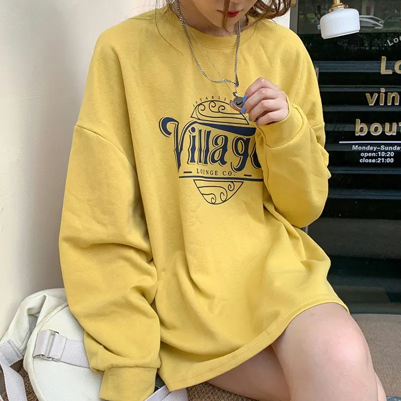 Women 2022 Yellow Letter Printed Sweatshirt Top - Image 7