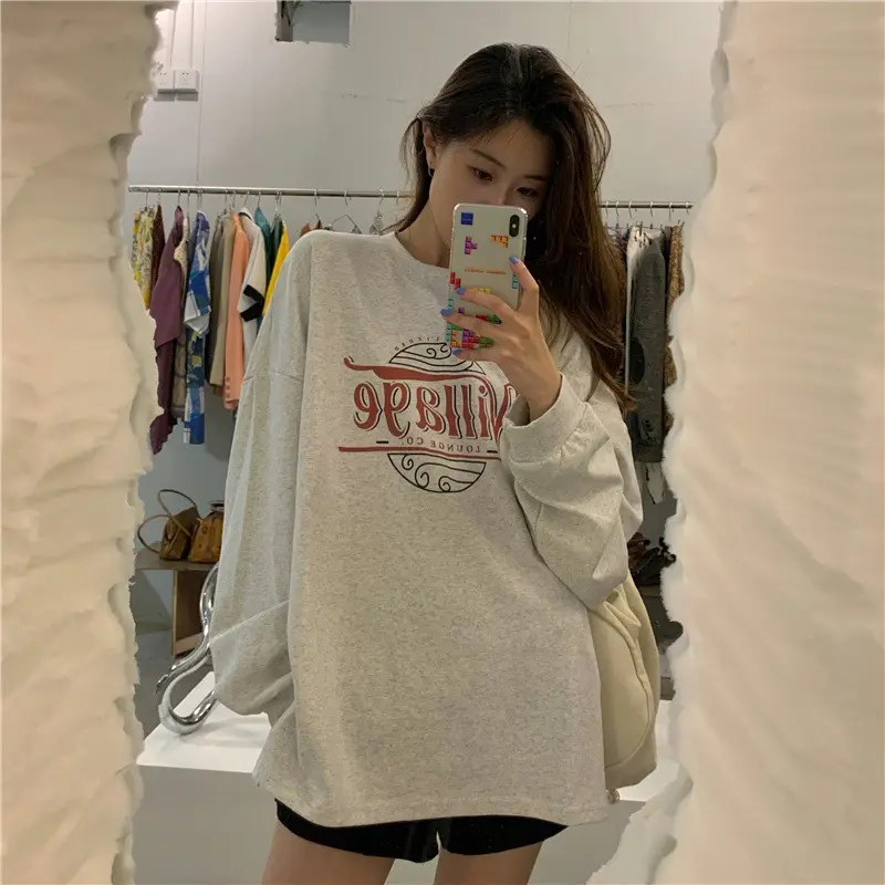 Women 2022 Yellow Letter Printed Sweatshirt Top — feature 19