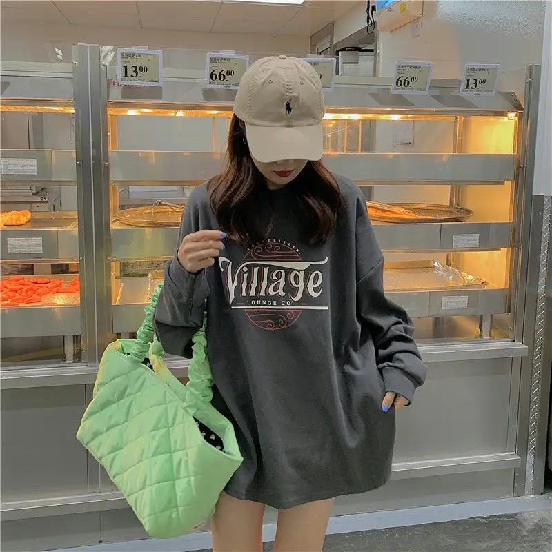 Women 2022 Yellow Letter Printed Sweatshirt Top — feature 24