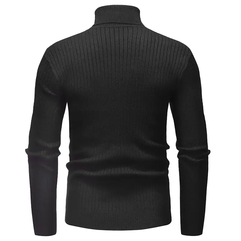 Men's White Striped Turtleneck Sweater M012 — feature 15