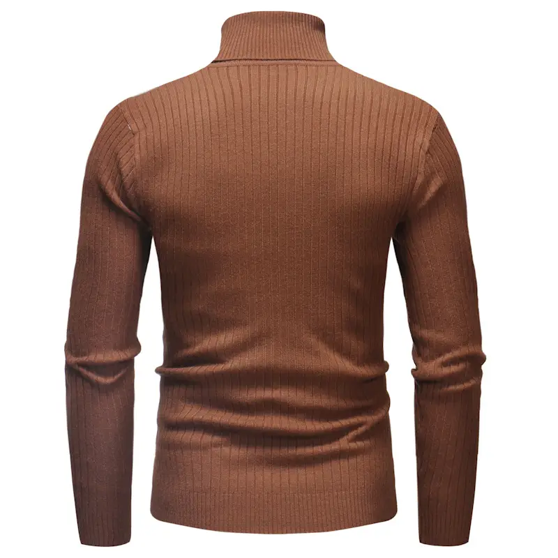 Men's White Striped Turtleneck Sweater M012 — feature 19