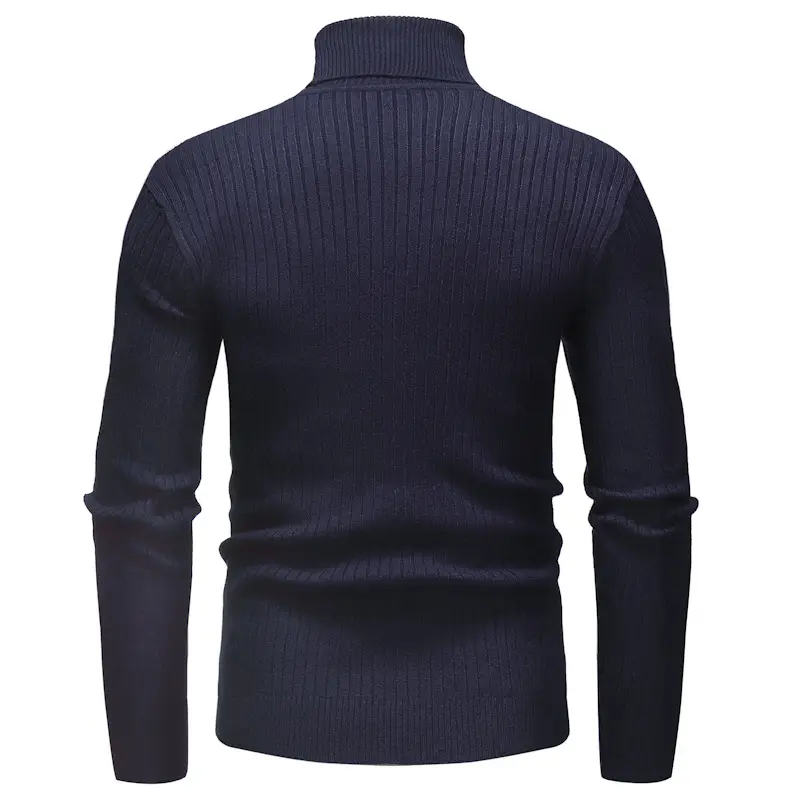 Men's White Striped Turtleneck Sweater M012 — feature 23