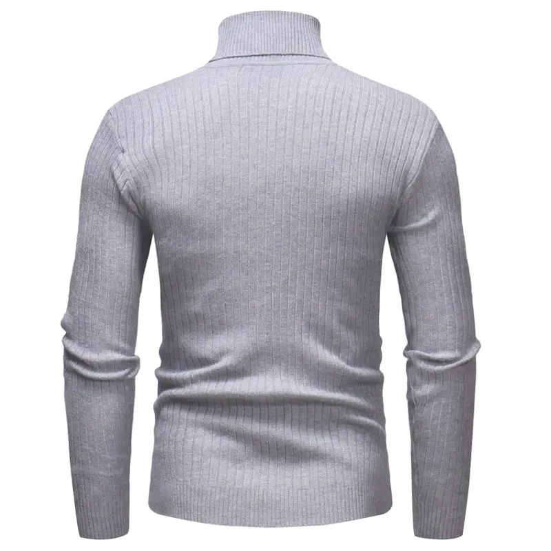 Men's White Striped Turtleneck Sweater M012 — feature 27