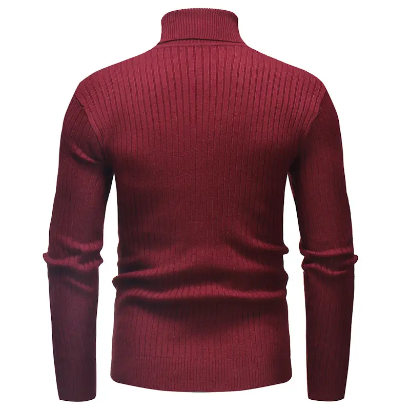 Men's White Striped Turtleneck Sweater M012 — feature 29