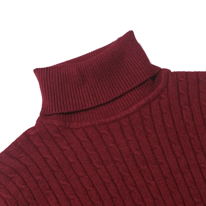 Men's White Striped Turtleneck Sweater M012 — feature 33