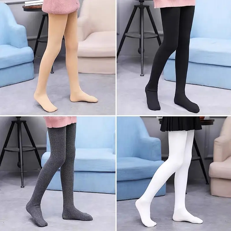 Wholesale children's autumn and winter fleece-lined thickened pantyhose generation hair girls dancing dragon claw hair white ballet dance socks