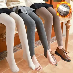 Wholesale children's autumn and winter fleece-lined thickened pantyhose generation hair girls dancing dragon claw hair white ballet dance socks — feature 1
