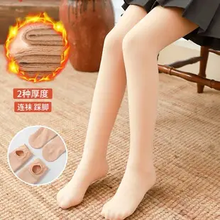 Wholesale children's autumn and winter fleece-lined thickened pantyhose generation hair girls dancing dragon claw hair white ballet dance socks — feature 9