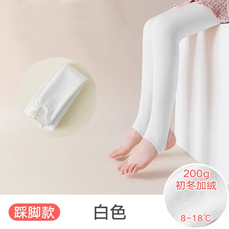 Wholesale children's autumn and winter fleece-lined thickened pantyhose generation hair girls dancing dragon claw hair white ballet dance socks