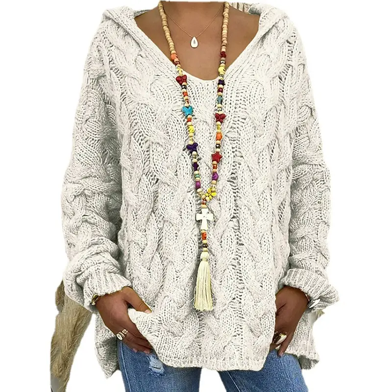 Women's Long Sleeve V-Neck Knitted Sweater Brown - Image 26