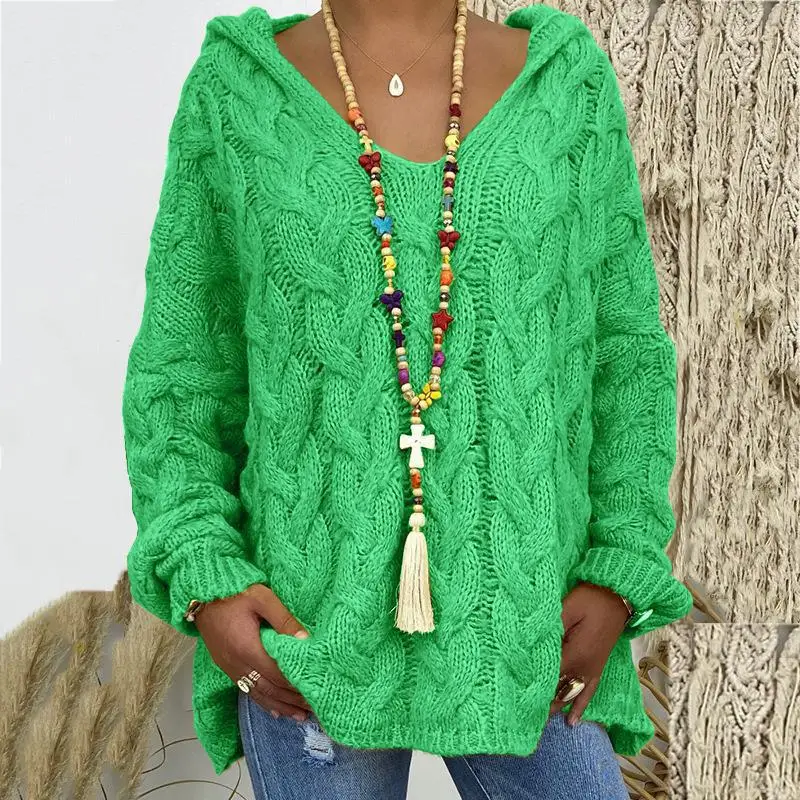 Women's Long Sleeve V-Neck Knitted Sweater Brown - Image 5