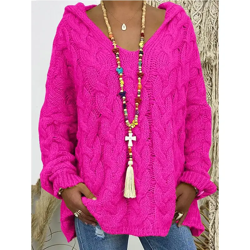 Women's Long Sleeve V-Neck Knitted Sweater Brown - Image 7