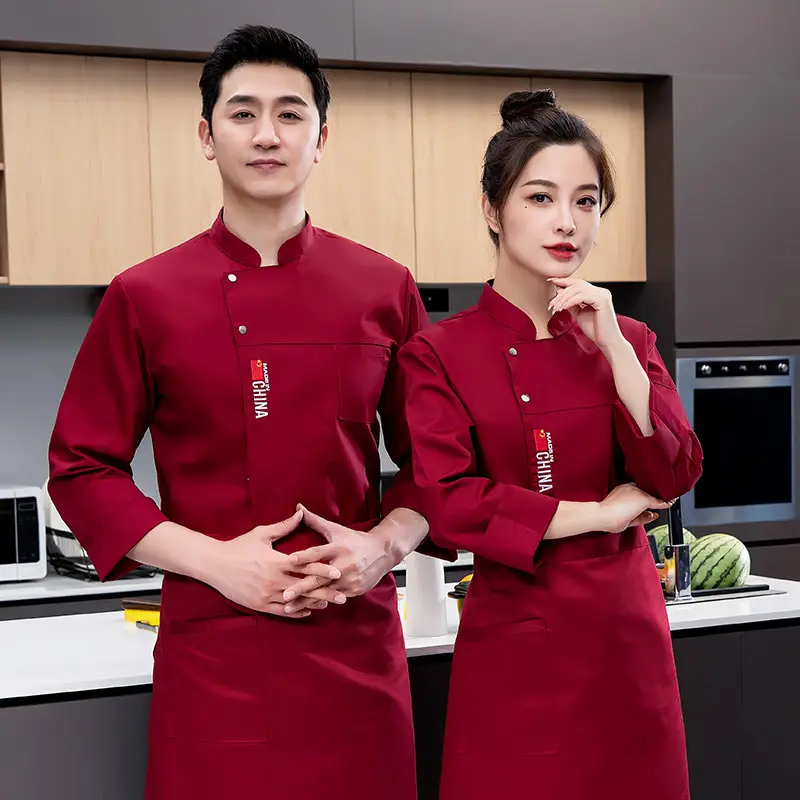 Men Chinese Style Short Sleeve Kitchen Bakers White Shirt - Image 16