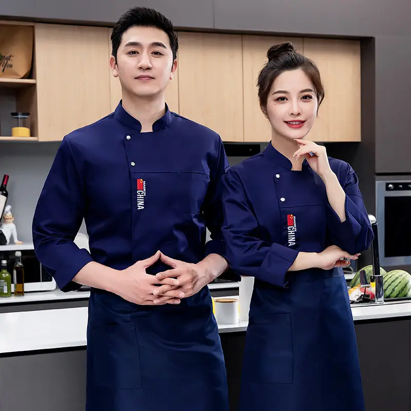 Men Chinese Style Short Sleeve Kitchen Bakers White Shirt - Image 6