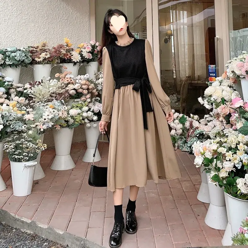 2026 Winter Fake Two-Piece Skirt Dress Women - Image 7