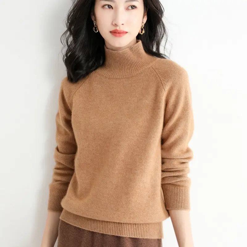 Women's Light Blue Half-Turtleneck Pullover Sweater - Image 13