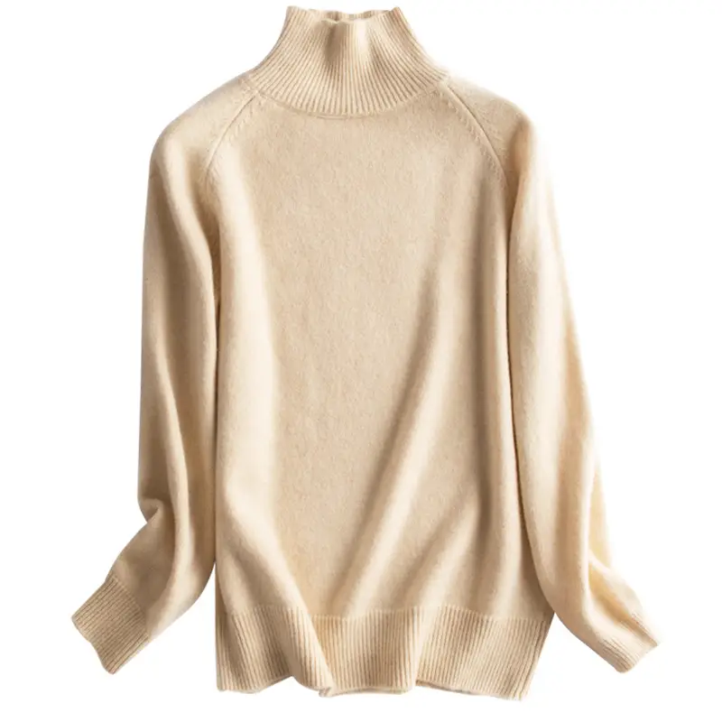 Women's Light Blue Half-Turtleneck Pullover Sweater - Image 14