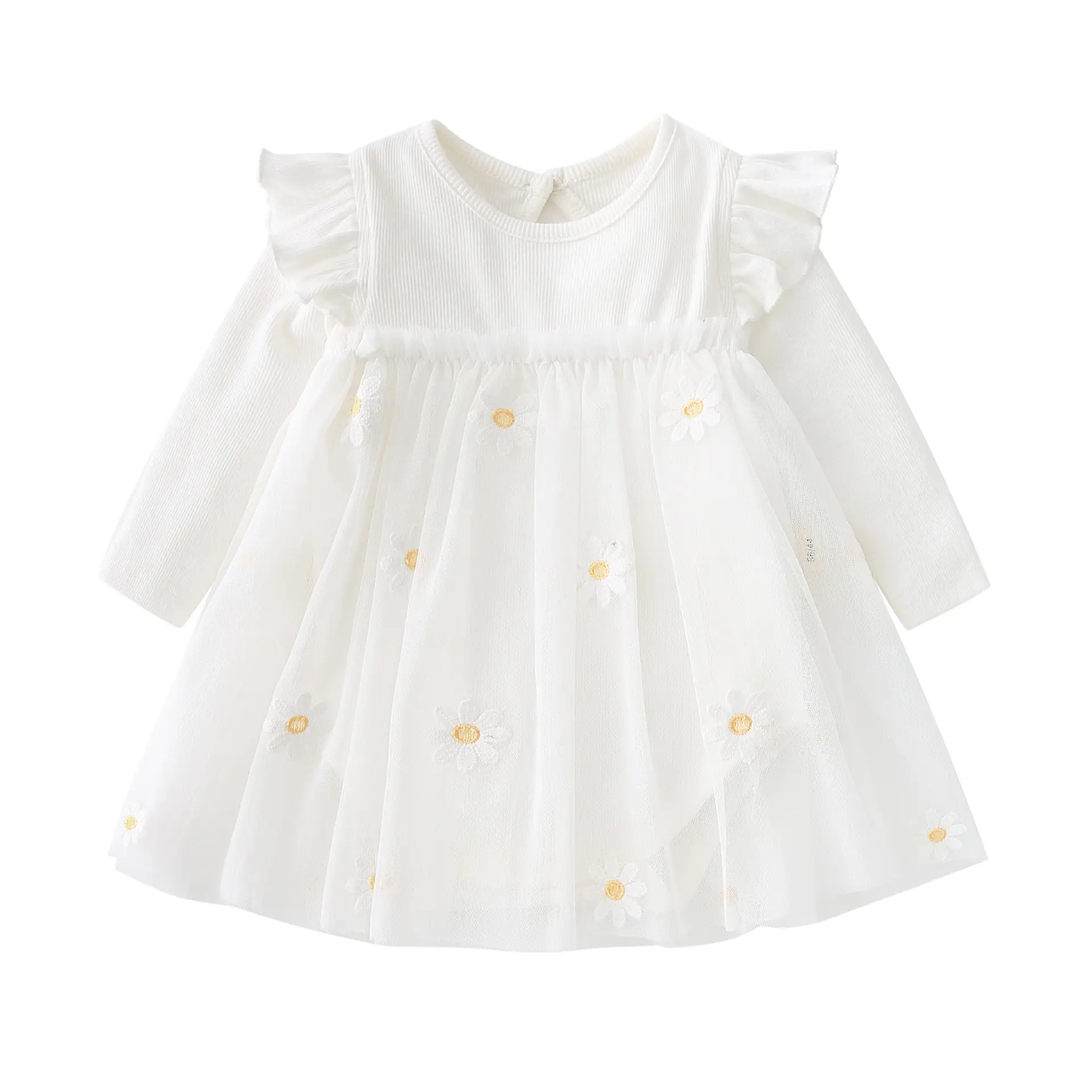 Baby Daisy Gauze Skirt Set Pink White Newborn One-Piece - Image 2