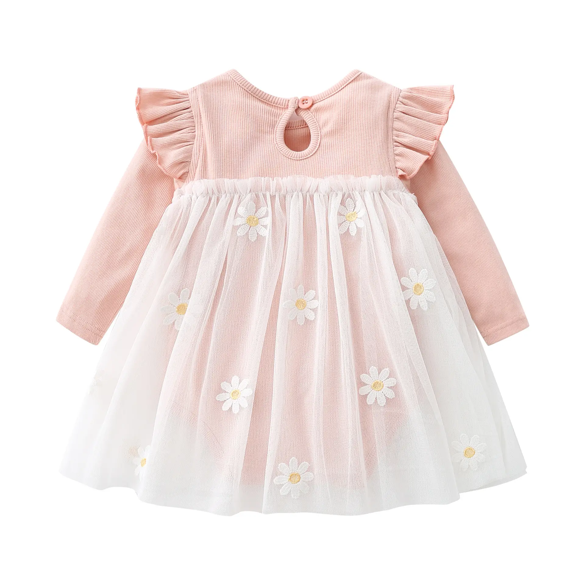 Baby Daisy Gauze Skirt Set Pink White Newborn One-Piece - Image 5
