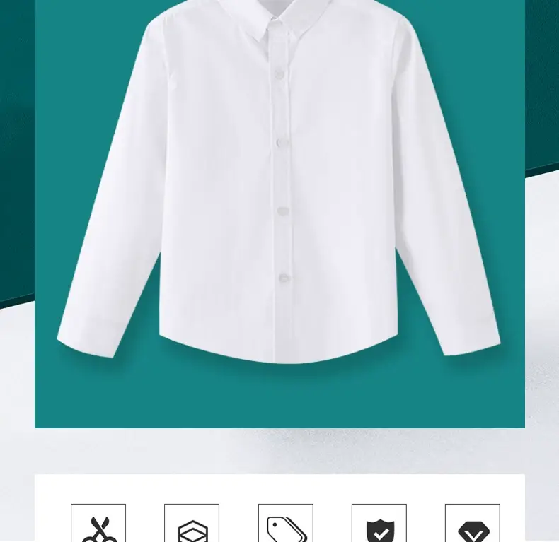 Children's White Shirt Plus Fat Long Sleeve Plus Edition — feature 1