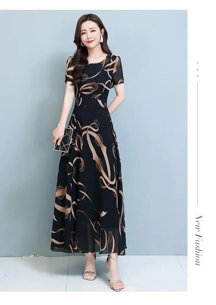 Summer Women's Printed Long Sleeve Dress Large Size — feature 1