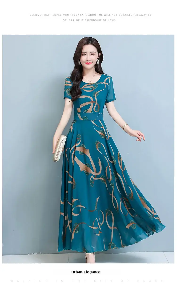 Summer Women's Printed Long Sleeve Dress Large Size — feature 10