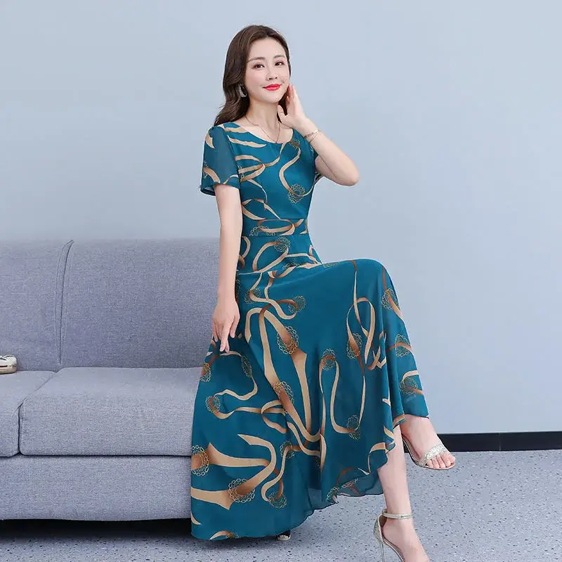 Summer Women's Printed Long Sleeve Dress Large Size — feature 11