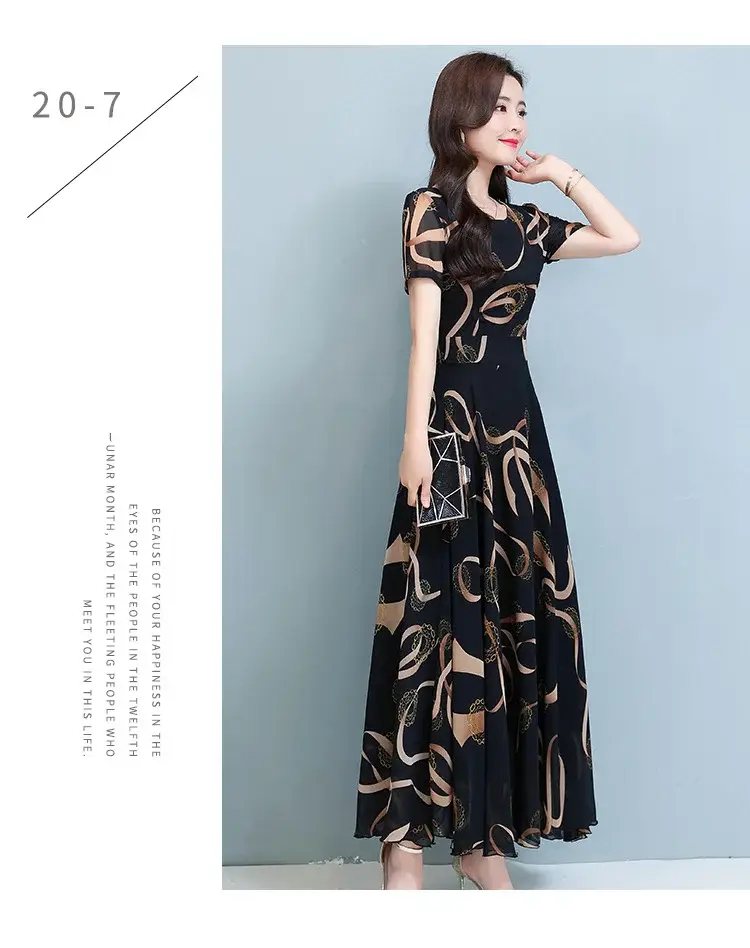Summer Women's Printed Long Sleeve Dress Large Size — feature 3