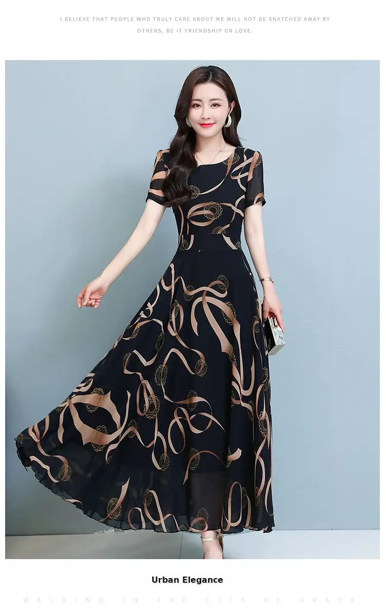 Summer Women's Printed Long Sleeve Dress Large Size — feature 4