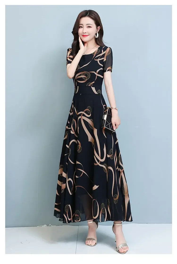 Summer Women's Printed Long Sleeve Dress Large Size — feature 5