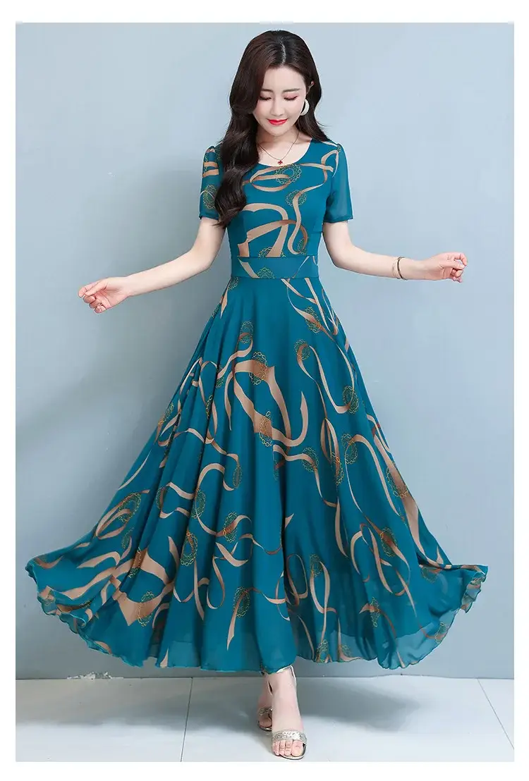 Summer Women's Printed Long Sleeve Dress Large Size — feature 6