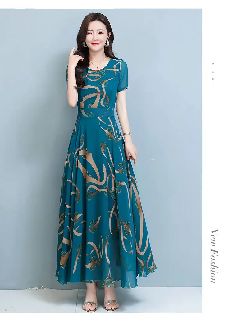 Summer Women's Printed Long Sleeve Dress Large Size — feature 7