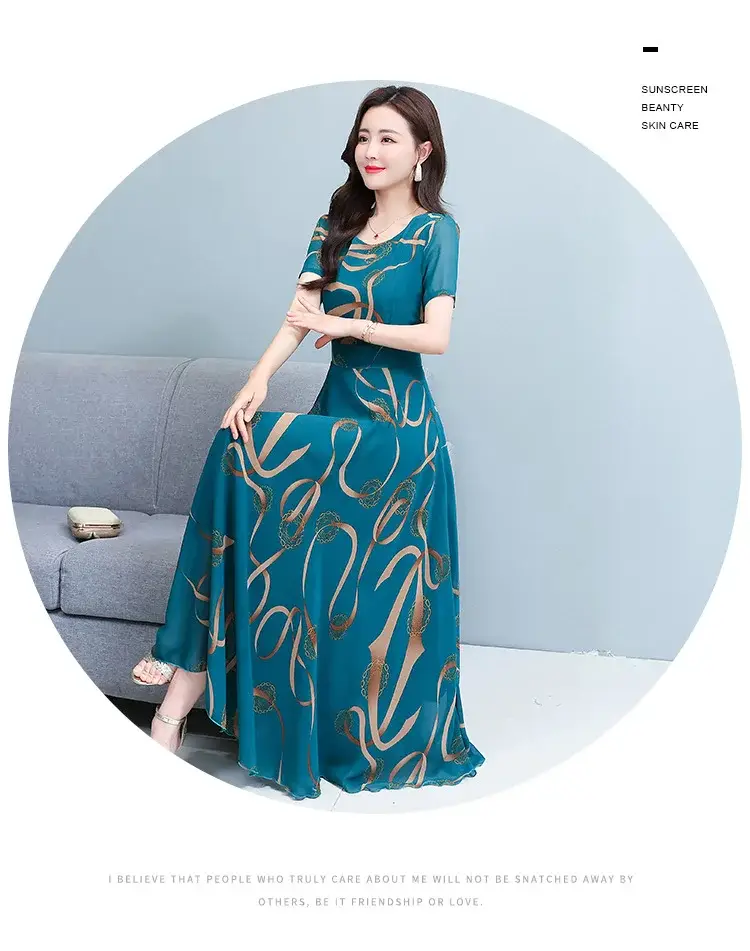 Summer Women's Printed Long Sleeve Dress Large Size — feature 8