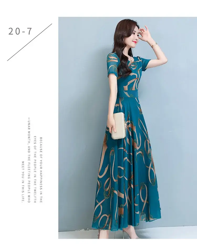 Summer Women's Printed Long Sleeve Dress Large Size — feature 9