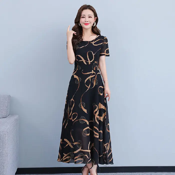 Summer Women's Printed Long Sleeve Dress Large Size - Image 2